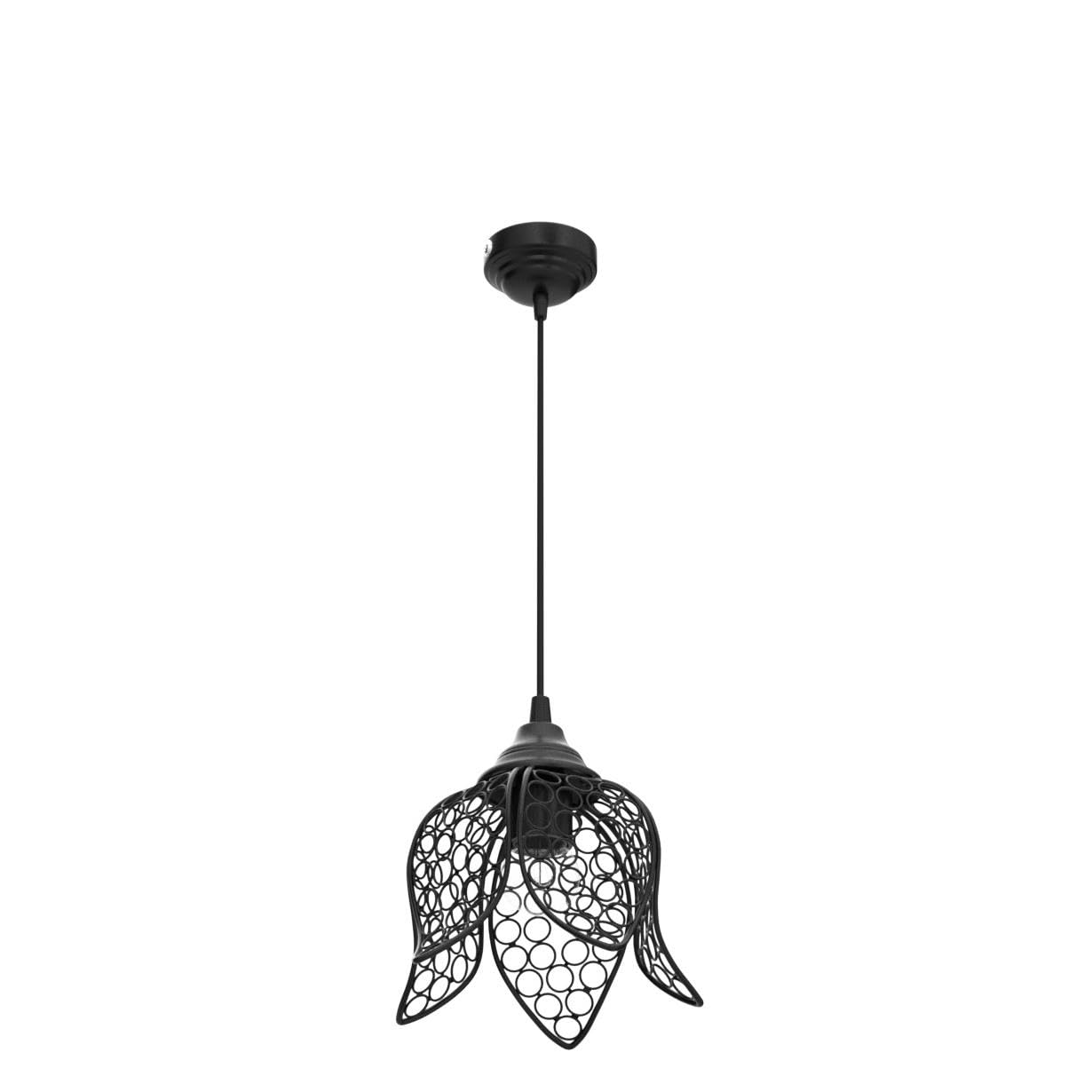Homesake Hanging Black Steel Lotus Light, Hanging Ceiling Light - Decorative Lights for Home Decor Items - Living Room - Image 4 thumbnail