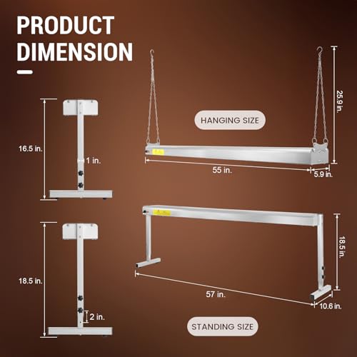 55-Inch Food Heat Lamp, 1400W Commercial Food Warmer Lamp Electric Strip Heater Overhead Stainless Steel Heat Lamps for Buffet Restaurant Parties Catering, Sliver 115V