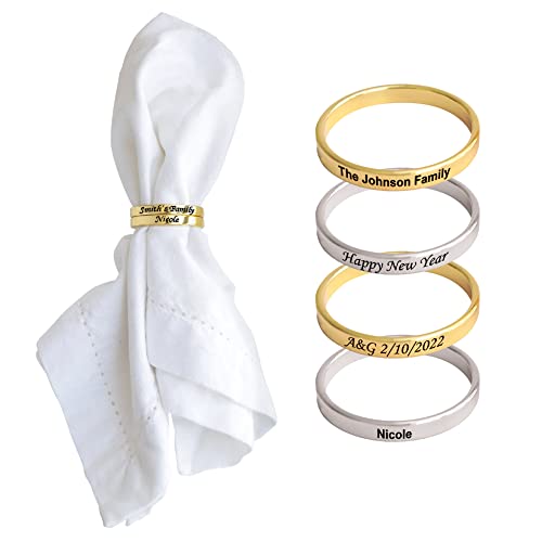 Set of Custom Napkin Rings, Personalized Family...