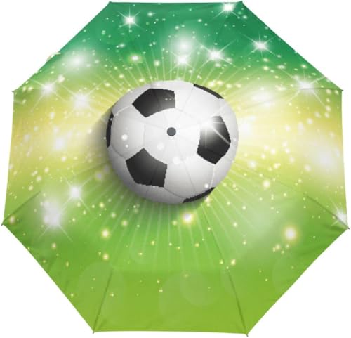 Balón De Fútbol Flash Verde Paraguas Plegable Automático Protección UV Auto Abierto Cerrado Plegable A Prueba De Viento Bloqueador Solar para Viajar A La Playa
