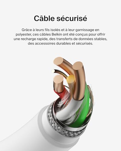 Câble USB-C vers USB-C Belkin Boost Charge blanc de 2 mètres