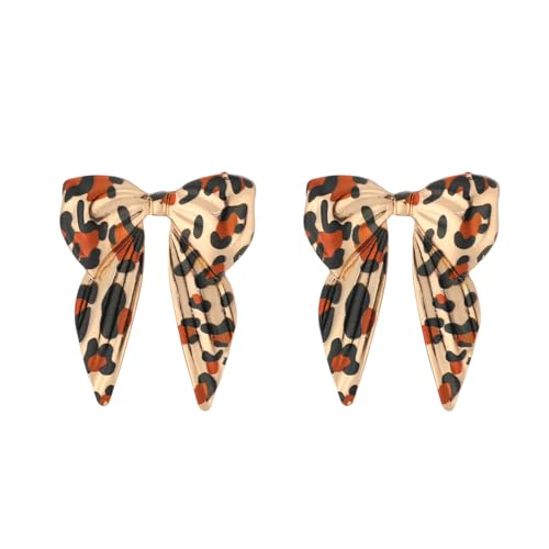 Mikovivi Boucles d'Oreilles Nœud Papillon Imprimé Léopard pour Femme, Boucles d'Oreilles Tendance Guépard Bijoux Léopard Accessoire de Déguisement d'Été