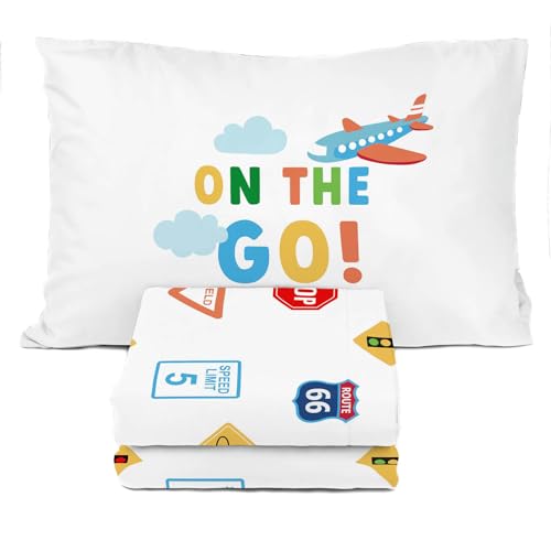 Image of Sunny Side Up On The Go Toddler Sheet Set - 3 Piece Toddler Bedding Set Includes Pillow Cover - Super Soft Microfiber Sheets