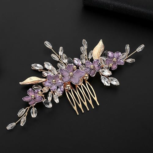 Peineta metalica con diseño floral para boda miniatura 4
