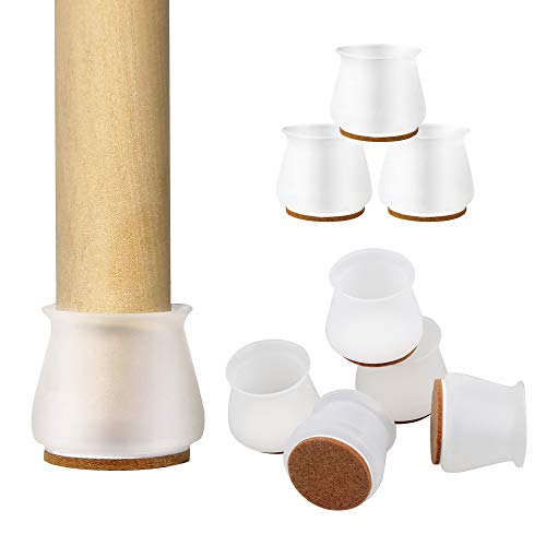 Lot de 16 protections de sol en silicone pour pieds de chaise avec fond en feutre pour protéger les sols en bois des rayures, réduire le bruit et déplacer les pieds de chaise en douceur Cover