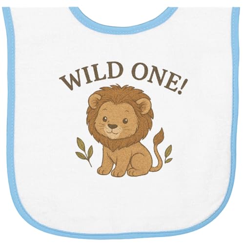 inktastic Wild 1 Lion Cute Kids Animal Baby Terry Cloth Bib