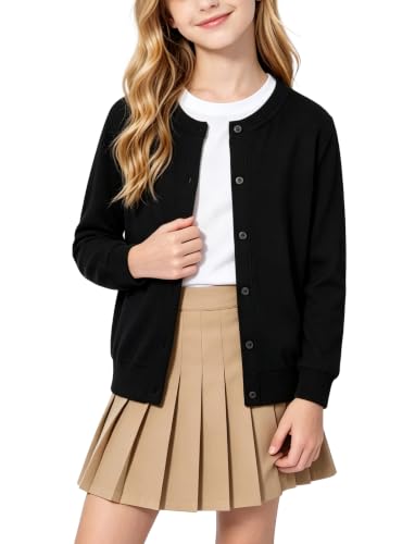 Image of PATPAT Girls Cardigan Sweater Knit Long Sleeve School Plain Tops 4-12Y