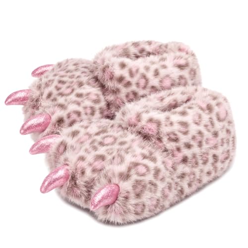 Aopuro Women Plush Animal Paw Slippers Funny Novelty Bear Claw Slippers Cozy Furry Warm Memory Foam Slippers Gifts for Halloween Christmas