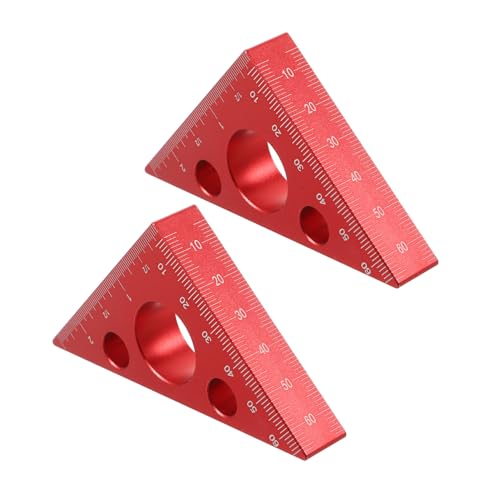 HOMSFOU 2pcs Aluminum Alloy Woodworking Triangle Ruler Multifunctional Carpenter Measuring Instrument with Dual Metric and Imperial Scales Lightweight Right-angle Rule for Precision