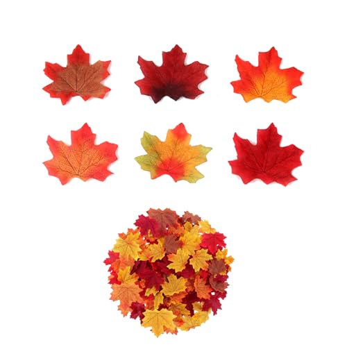 300 Stück Künstliche Ahornblätter Simulierte Ahornblattpflanze Blätter Deko Herbst Ahornblatt Herbstblätter Künstliche Blätter Herbstdekoration Ahornblätter Deko 6 Farben für Innen Außendekoration