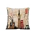 Inzopo Housse de Coussin en Lin d'Imprimé de Londre 45 * 45cm Décor Maison - Cabine Téléphonique #3 Cabine Téléphonique #3
