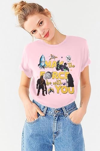 Image of FRYAID Women May The Power Be with You Graphic T Shirt Short Sleeve Casual Tops Summer Fun Vacation Shirt Soft Casual Fit