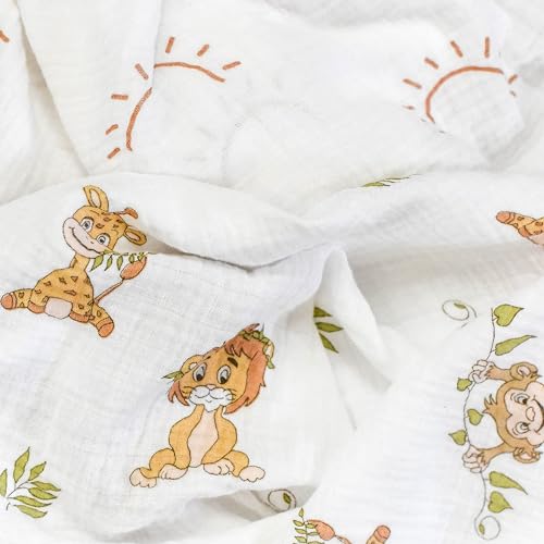Image of Brilliant Bambino - Baby Swaddle Receiving Blanket - 2 Pack | Boho Safari Animals & Sunrise Set | Muslin Cotton Blend | Newborn Essentials | Boys & Girls Baby Stuff | Swaddle Blanket