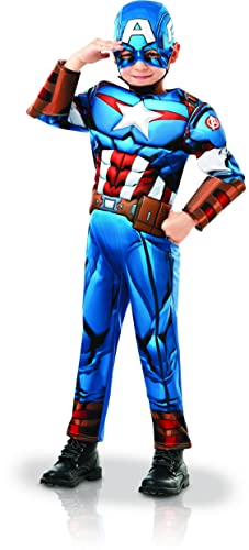 Rubies costume di lusso ufficiale Captain America serie animata su gruccia Marvel Avengers taglia 5-6 anni