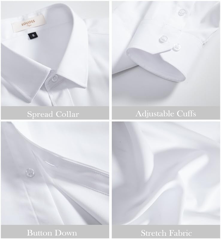 Dress Shirts for Men Stretch Slim Fit Long Sleeve Mens Dress Shirts Casual Business Muscle Fit Button Down Shirts - Image 5