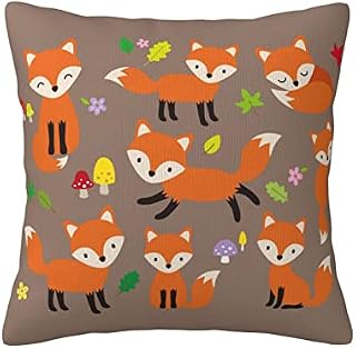 Beautiful Orange Foxes Double Sided Pillow Covers Cartoon Animal Pattern Plush Pillowcases Square Cushion Pillow Cases for Sofa Bed Home Decor 45cm x 45cm (18" x 18")