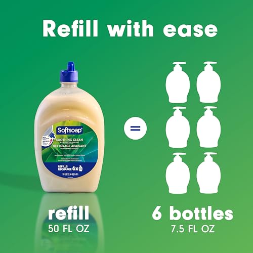 Image of Softsoap Soothing Clean Liquid Hand Soap with New Easy Pour Spout, Kitchen and Bathroom Hand Soap, Aloe Vera Fresh Scent, 50 fl oz Refill (Pack of 2)