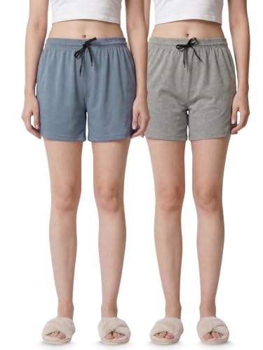Image of Fflirtygo Women's Cotton Shorts | Sports and Running | Gym Workout and Yoga | Regular Fit Shorts for Women Combo (Pack of 2)