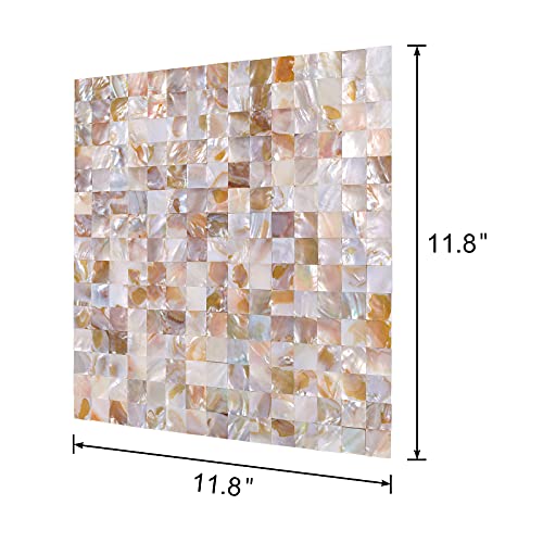 Reovatile 10 - Sheet Peel And Stick Backsplash Tile For Kitchen And Bathroom Mother Of Pearl (Colorful, 11.8"X11.8") #TOP4