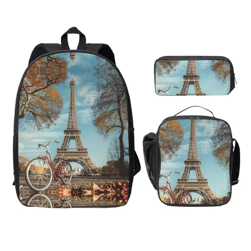 Mochila escolar Torre Eiffel para instituto y meriendas en el parque