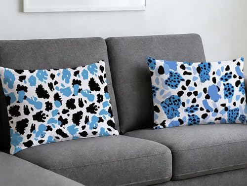 Taie oreiller 40x80 rectangulaire léopard bleu pour déco de chambre