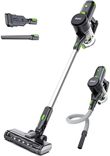 daski Cordless Vacuum Cleaner - 23KPa Powerful Suction for Pet Family, 8 in 1 D10 Green Stick Vacuum for Carpet, Hard Floor & Pet Hair, Wall-Mounted Dock, Lightweight
