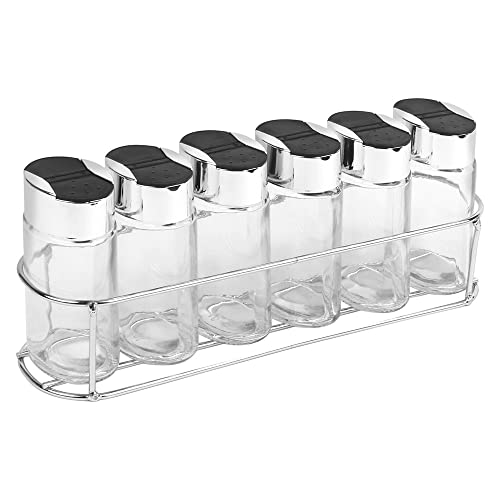 Porta Tempero Com Suporte Aramado 6 Potes De Vidro