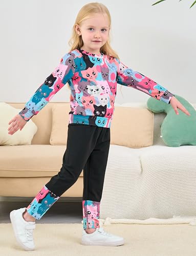 RETSUGO Little Girls 2 Piece Outfits Ruffle Sleeve Unicorn Sweatshirts Top and Leggings Set School Outfits Kids Clothing Set3