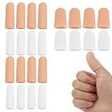 TNJPSEK 24 Pcs Silicone Finger Protector, Gel Finger Cots Protector Sleeve Support, Waterproof Thumb Covers for Handicraft Typing Printing Painting Electronic Repair Gardening (16 Long & 8 Short)