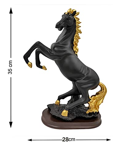 Image of AUGEN Polyresin Horse Black Idol Statue Showpiece for Home Decor Decoration and Gifting (1 Piece, 9833A)