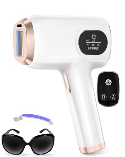 Depiladora luz pulsada, Depiladoras RH/AR/SC IPL, 9 niveles de energía, 999999 pulsos de luz para la Depilación Láser de Hombres, Mujeres, Labios, Cara, Axilas y Cuerpo.