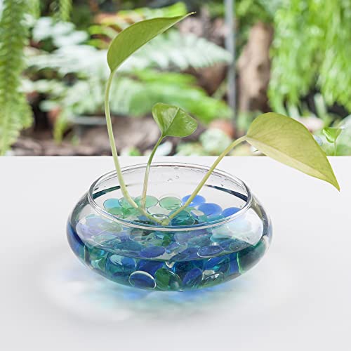 Hisredsun 290pcs glass pebbles,1.35kg Mixed Color flat marble beads,Vase filler stones Fire Glass pebbles Artificial Gemstones Decorative glass Stones for Aquarium Flowerpot - Image 4