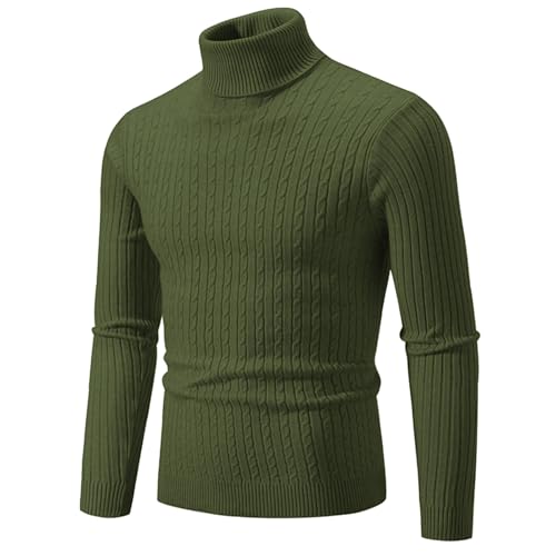 Twisted Knitted Pullover Sweaters for Men Slim Fit Turtleneck Casual Sweater 2025 Fall Winter Warm Knit Jumper