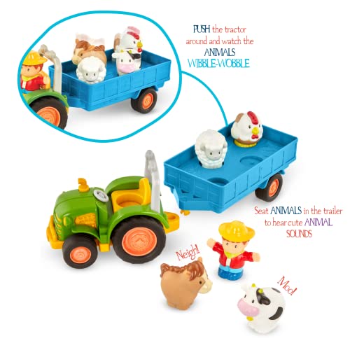 Battat – Toys For Toddlers, Kids – Lights, Animal Sounds & Old Macdonald Music – 7Pc Pretend Play Set – Tractor, Trailer, Farm Animals – Farming Fun Tractor – 18 Months + #TOP2