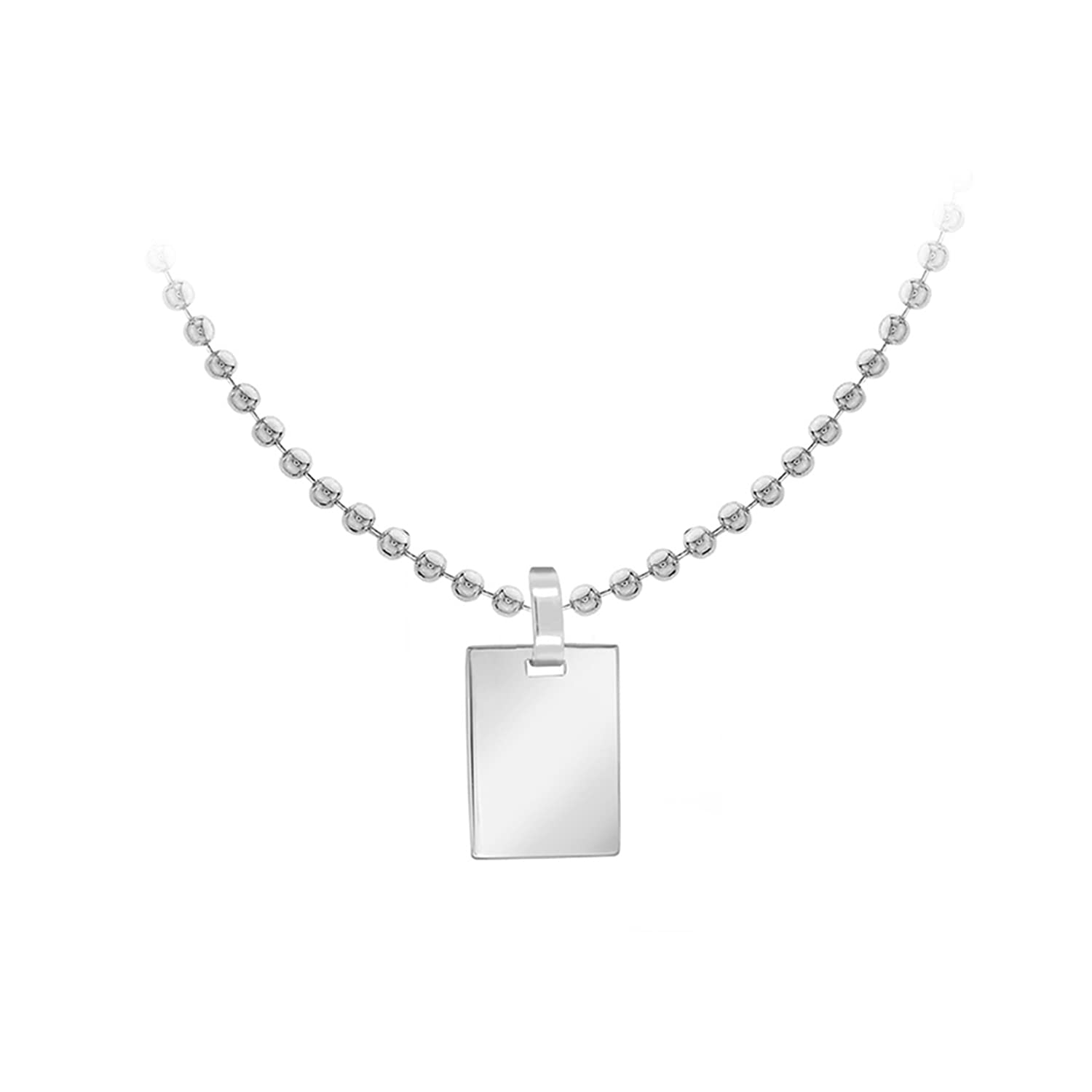 Tuscany Silver Srebrny płaski dysk i łańcuszek kulkowy z grawerem 51 cm