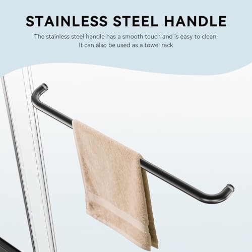 Image of 44-48 inch W x 72 inch H Bathroom Double Sliding Shower Door, Semi-Frameless Shower Glass Doors with 1 /4 inch (6mm) Clear SGCC Tempered Glass and Stainless Steel Handles, Easy to Install, Matte Black