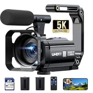Camcorder Video Camera, 5K 56MP Vlogging Camera, YouTube 16X Dual Lens Podcast Camera with WiFi & Night Vision, 3" 270° Touch Screen Cam Corder with 64GB SD Card, 2 Batteries, Tripod, Mic, Remote