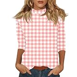 Satinblusen Für Damen Damen Mode Farbe Rundhals Langarm T-Shirt Top, Basic Pullover Shirt, Einfarbig tailliertes Oberteil, Baumwollmischung, lässig