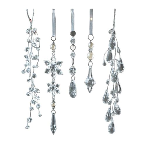 Homeponnew Elefor Gant - Juego de 5 colgantes de acrílico transparente con diseño de copo de nieve para decoración festiva, coronas, guirnaldas, Staifor Rcase An