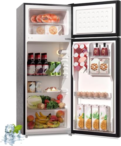 Image of BANGSON 7.7 Cu.Ft Refrigerator with Top Freezer Apartment Size Black | Fridge for Small Spaces, Office, Energy Saving, Low Noise, Adjustable Thermostat