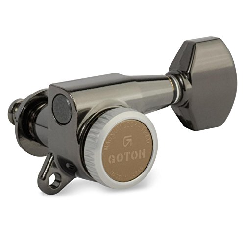 Gotoh Magnum Lock-Trad 6-In-Line Guitar Tuners, Cosmo Black #TOP1