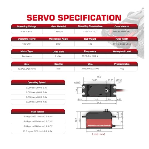 Servo de direction 45 g B44BLS V2 pour modèles réduits de compétition