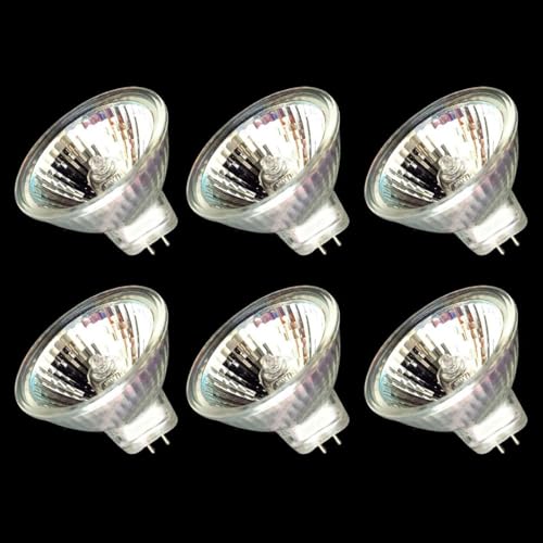 UGEFKMQ 6PC Bombilla Halogena MR11 24V 20W Foco Halógeno MR11 35W G4 Bi-Pin Base Halogena Reflector Blanco cálido Regulable 5W