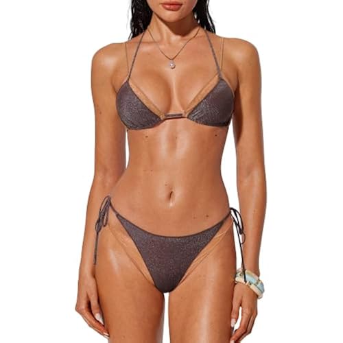 SUUKSESS Women Sexy Triangle Bikini Set Halter String Two Piece Swimsuit