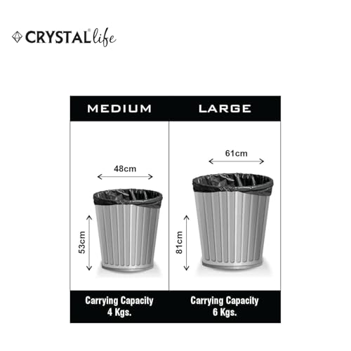 Image of Crystal Pouch Garbage Bags | Large | 90 Count | 15 Bags X 6 Rolls | 24 X 32 Inches | For Dry & Wet Waste | Black