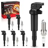 Fit4drive UF592 Ignition Coil Pack & 1212-0032137 Iridium Spark Plugs for BMW Series M 2011-2012