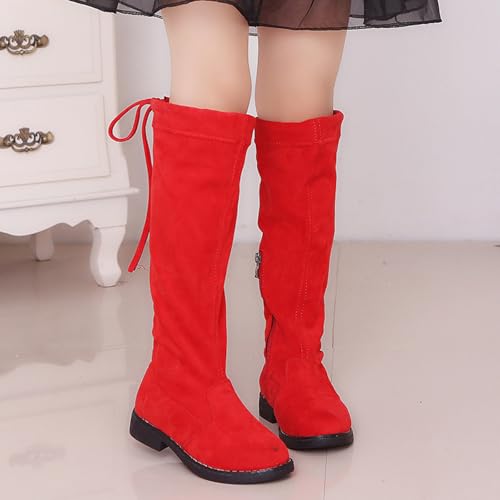 WUIWUIYU Girls Knee High Boots Ties Zipper String Suede Over Knee Long Boots Round Toe Lovely Princess Shoes4