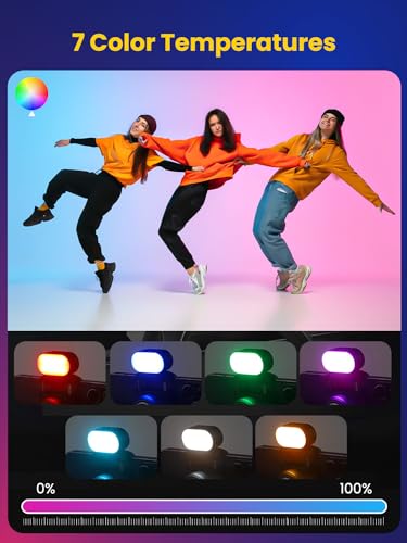 AOCHUAN Magnetic RGB LED Light, 7 Color Temperature, 3 Brightness Adjustment, 180 Mins Long-Lasting, Gradient Mode, Flash Mode 180° Fill Light for AOCHUAN Stabilizer - image 3