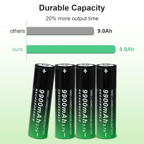 Benkia 18650 Rechargeable Battery 9900Mah Button Top 2 Pack 3.7Volt Li-Ion Battery For Led Flashlights Headlamps thumb #3