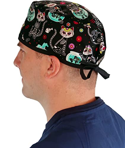 Sparkling Earth X-Ray Cats Unisex Classic Surgical Style Scrub Working Cap - 100% Cotton - Made In The Usa! #TOP1